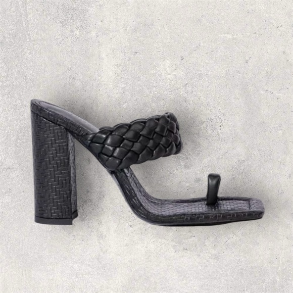 Azalea Wang Square Toe Sandal Chunky Heel Black - Picture 7 of 7